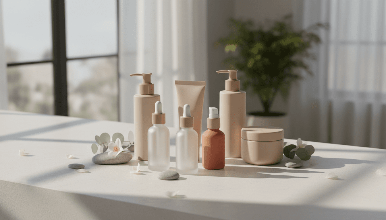 Skincare products arranged for consultation