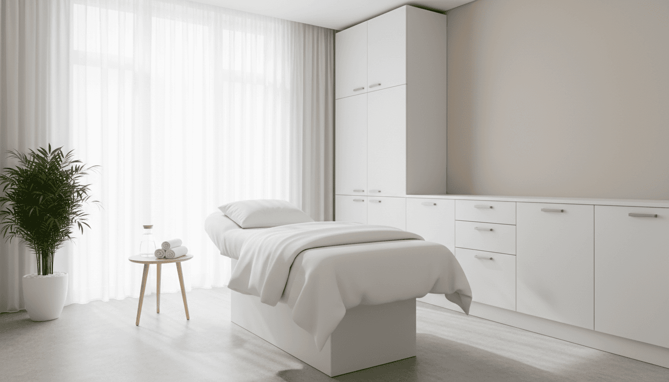 Modern treatment room at medical aesthetics clinic
