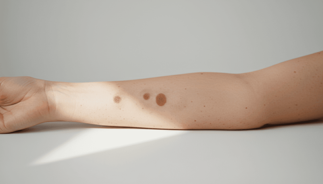 Freckles and post-inflammatory marks on arm before PicoWay treatment