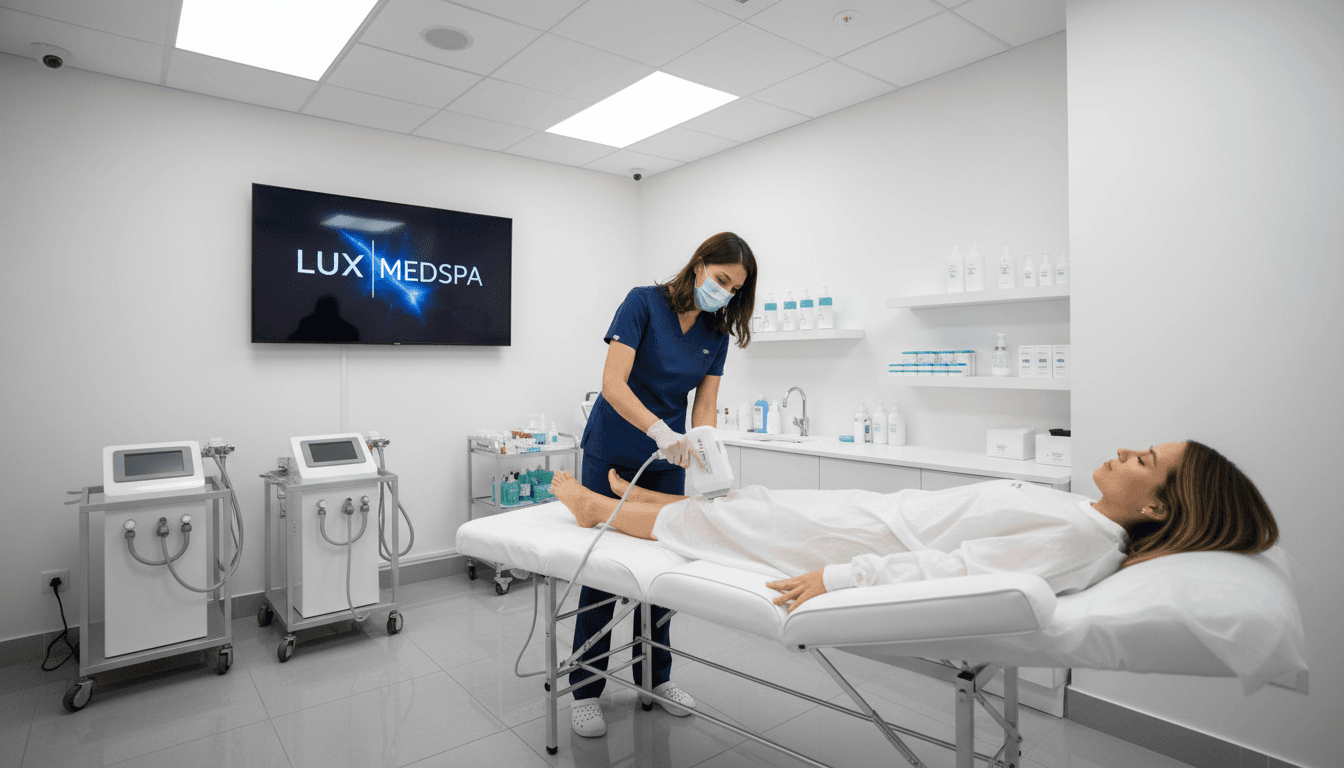Laser hair removal treatment in a modern medical aesthetics clinic