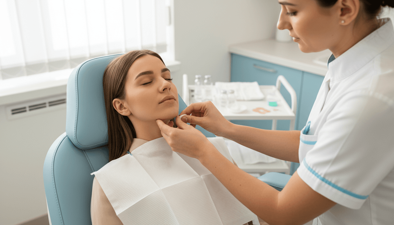 Non-surgical chin treatment session
