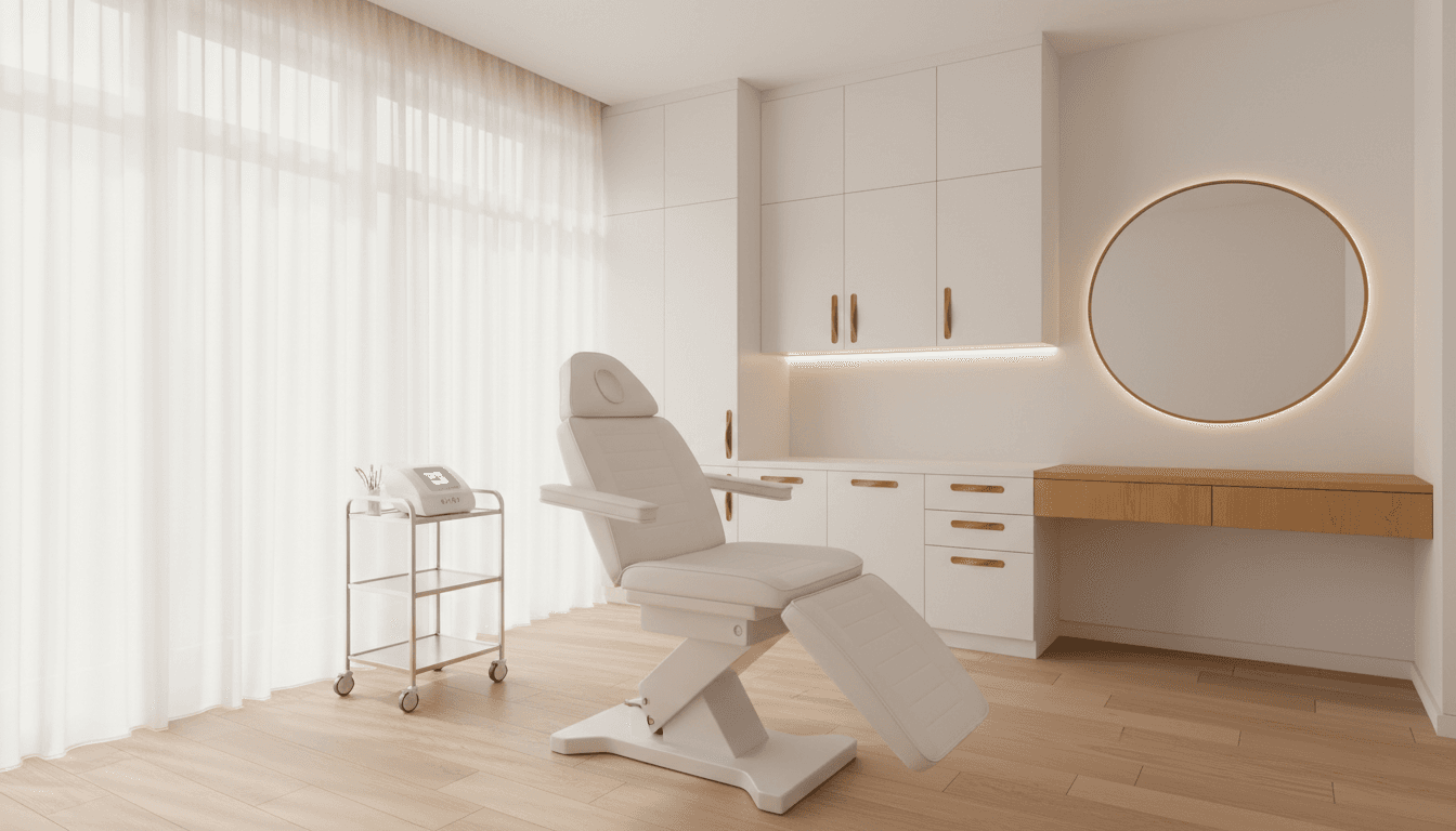 Bright and modern treatment room at a medical aesthetics clinic in Scarborough