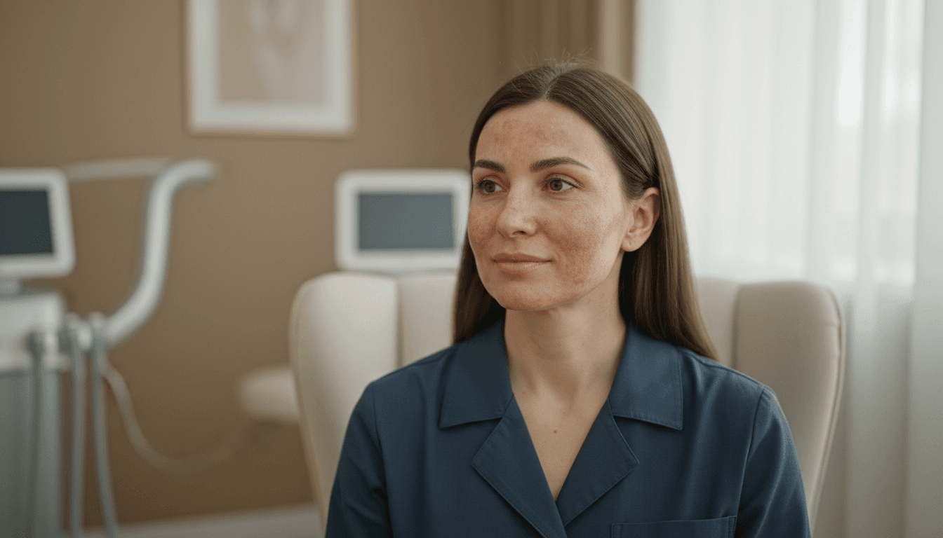 Woman with melasma before PicoWay consultation