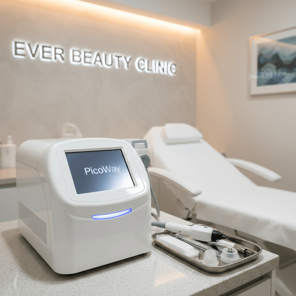 PicoWay laser console in a clean treatment room at Ever Beauty Clinic in Scarborough