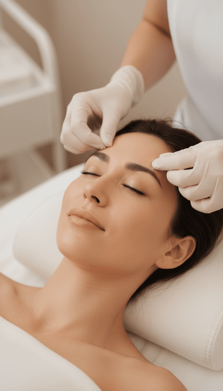 Patient with eyes closed during eyelid consultation at Ever Beauty Clinic
