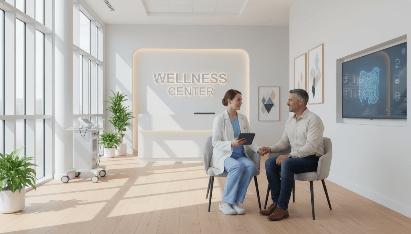 Nurse reviewing treatment plan with patient in clinic